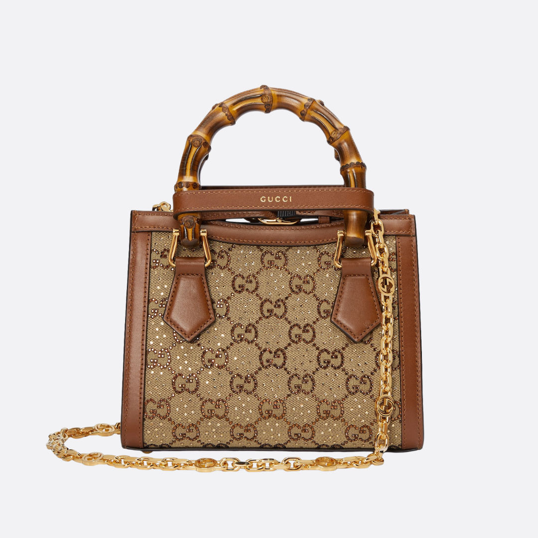 GUCCI DIANA SMALL TOTE BAG WITH CRYSTALS